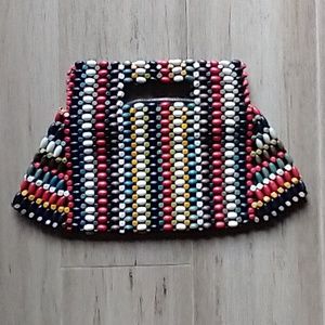 EUC Vintage 1930s Czech wooden bead zipper clutch